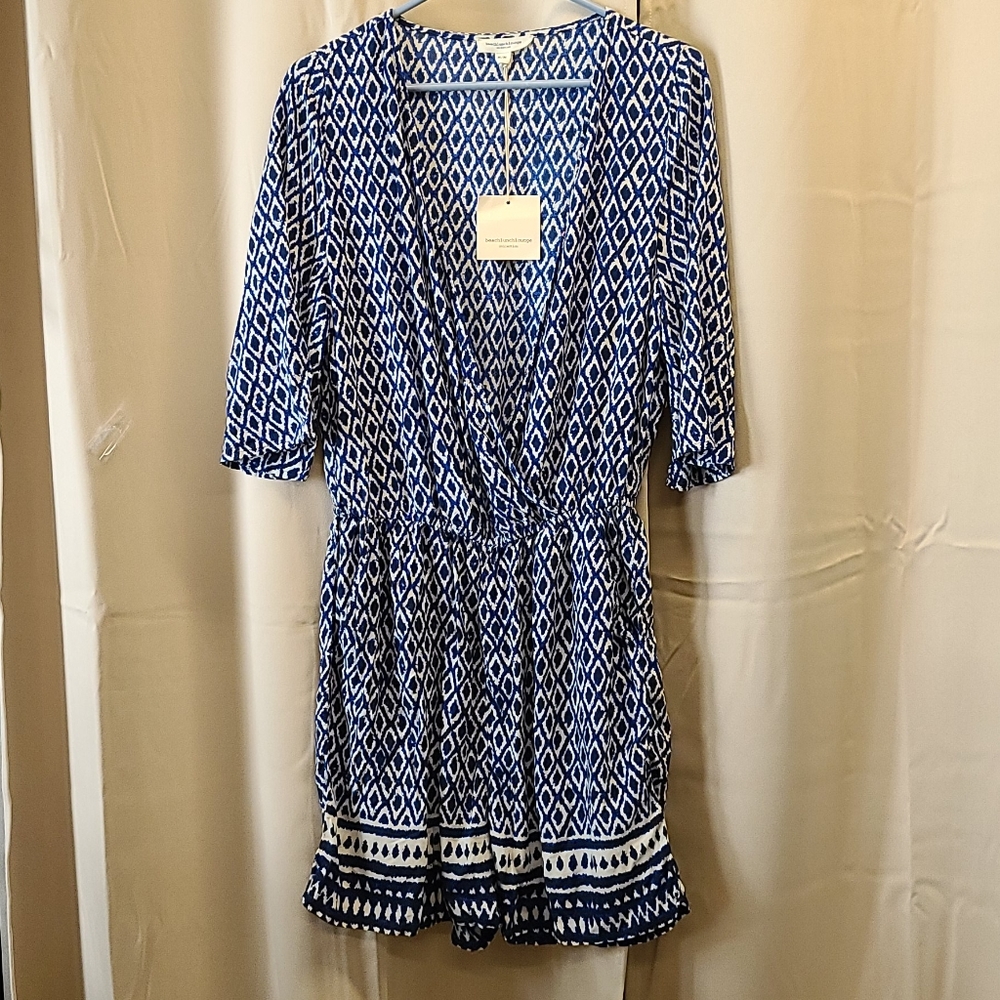 beachlunchlounge Blue and White Patterned Jumpsuit